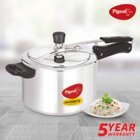 Pigeon 12092 Inner Lid Aluminium Pressure Cooker, 5L, Silver - 5L, SILVER, NA